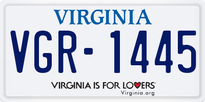 VA license plate VGR1445