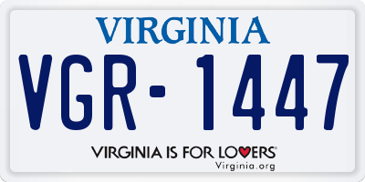 VA license plate VGR1447