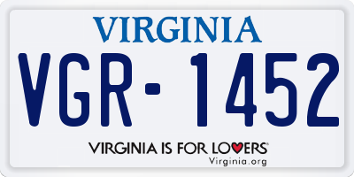 VA license plate VGR1452