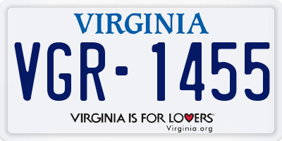VA license plate VGR1455