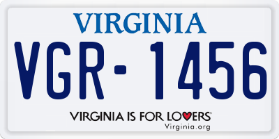 VA license plate VGR1456