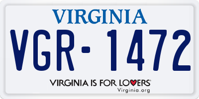 VA license plate VGR1472