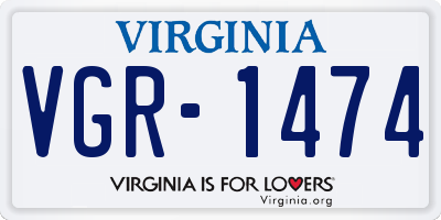 VA license plate VGR1474