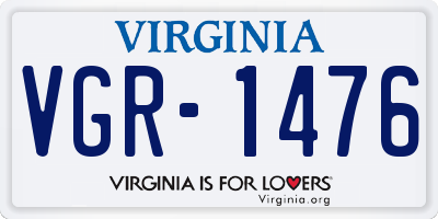 VA license plate VGR1476
