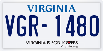 VA license plate VGR1480