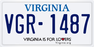 VA license plate VGR1487