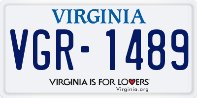 VA license plate VGR1489