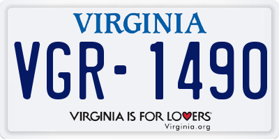 VA license plate VGR1490