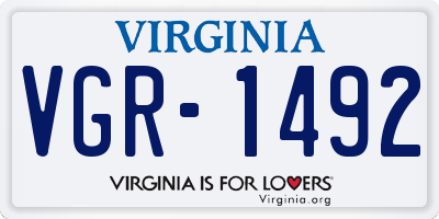 VA license plate VGR1492