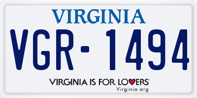 VA license plate VGR1494