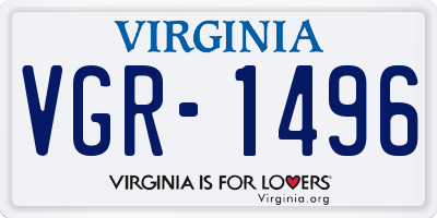 VA license plate VGR1496