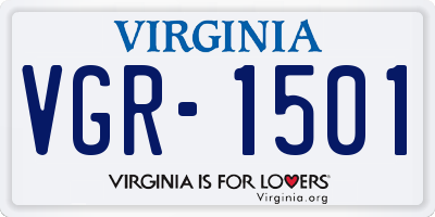 VA license plate VGR1501