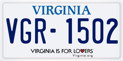 VA license plate VGR1502