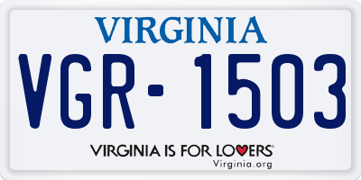 VA license plate VGR1503