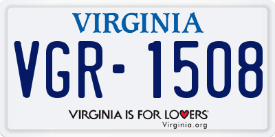 VA license plate VGR1508