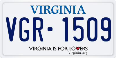 VA license plate VGR1509