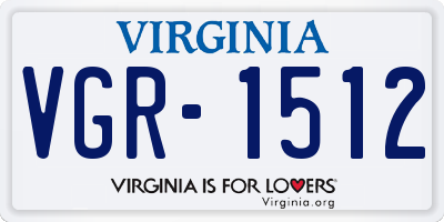 VA license plate VGR1512