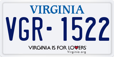 VA license plate VGR1522