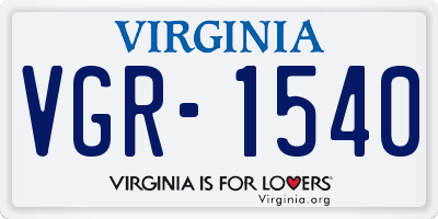 VA license plate VGR1540