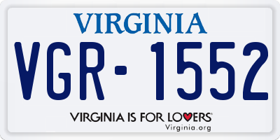 VA license plate VGR1552