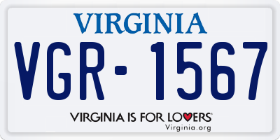 VA license plate VGR1567