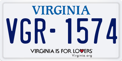 VA license plate VGR1574