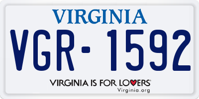 VA license plate VGR1592