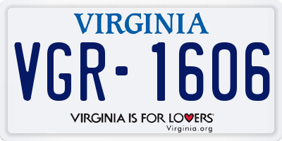 VA license plate VGR1606