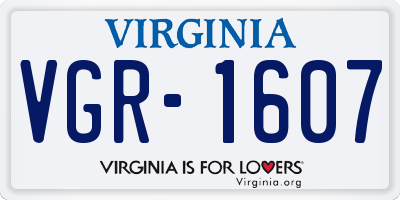VA license plate VGR1607