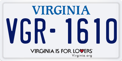 VA license plate VGR1610