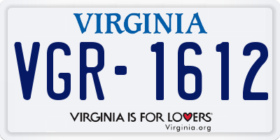 VA license plate VGR1612