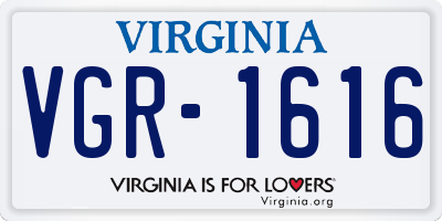 VA license plate VGR1616