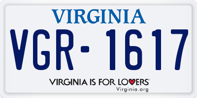 VA license plate VGR1617