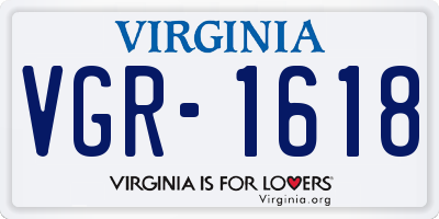 VA license plate VGR1618