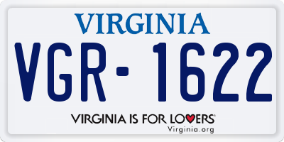 VA license plate VGR1622