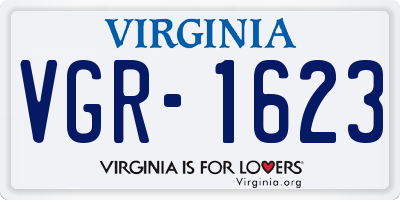 VA license plate VGR1623