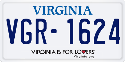 VA license plate VGR1624