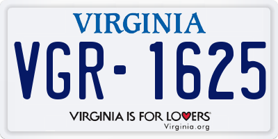 VA license plate VGR1625