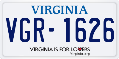 VA license plate VGR1626
