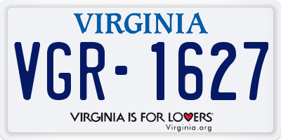VA license plate VGR1627