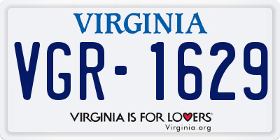 VA license plate VGR1629