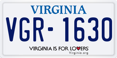 VA license plate VGR1630