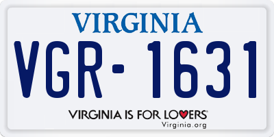 VA license plate VGR1631