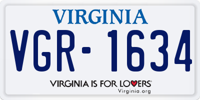 VA license plate VGR1634