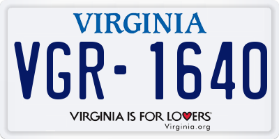 VA license plate VGR1640