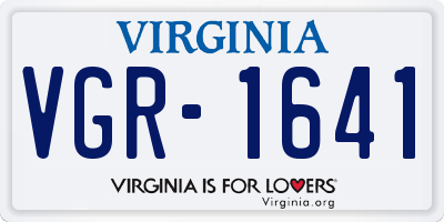 VA license plate VGR1641