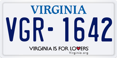 VA license plate VGR1642