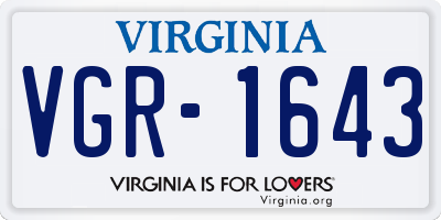 VA license plate VGR1643