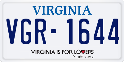 VA license plate VGR1644