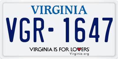 VA license plate VGR1647